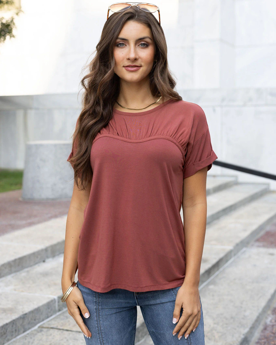 Grace and Lace- Sweetheart Tee In Adobe Red