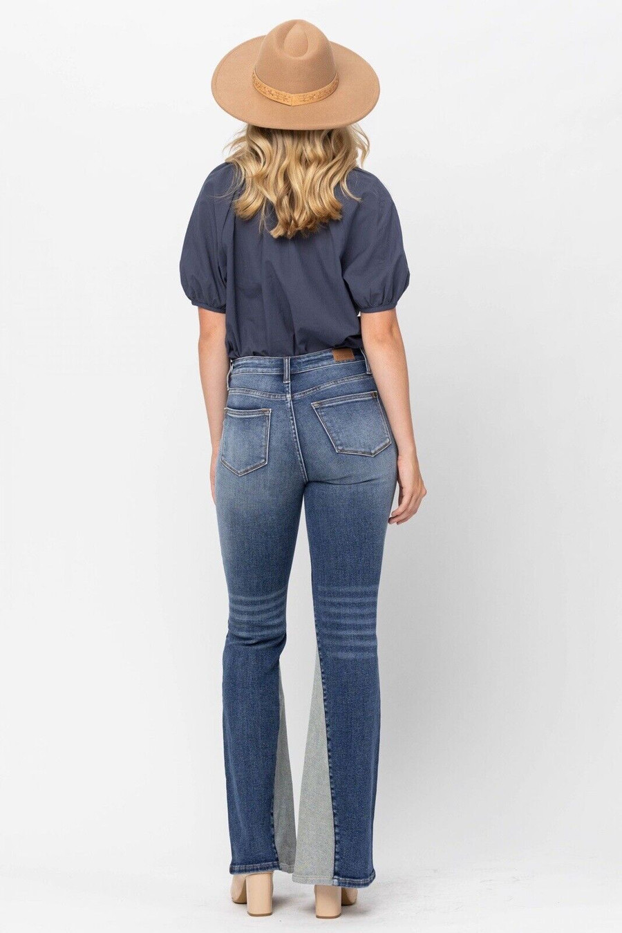 Judy Blue - Women's Mid Rise Inseam Panel Flare Jeans