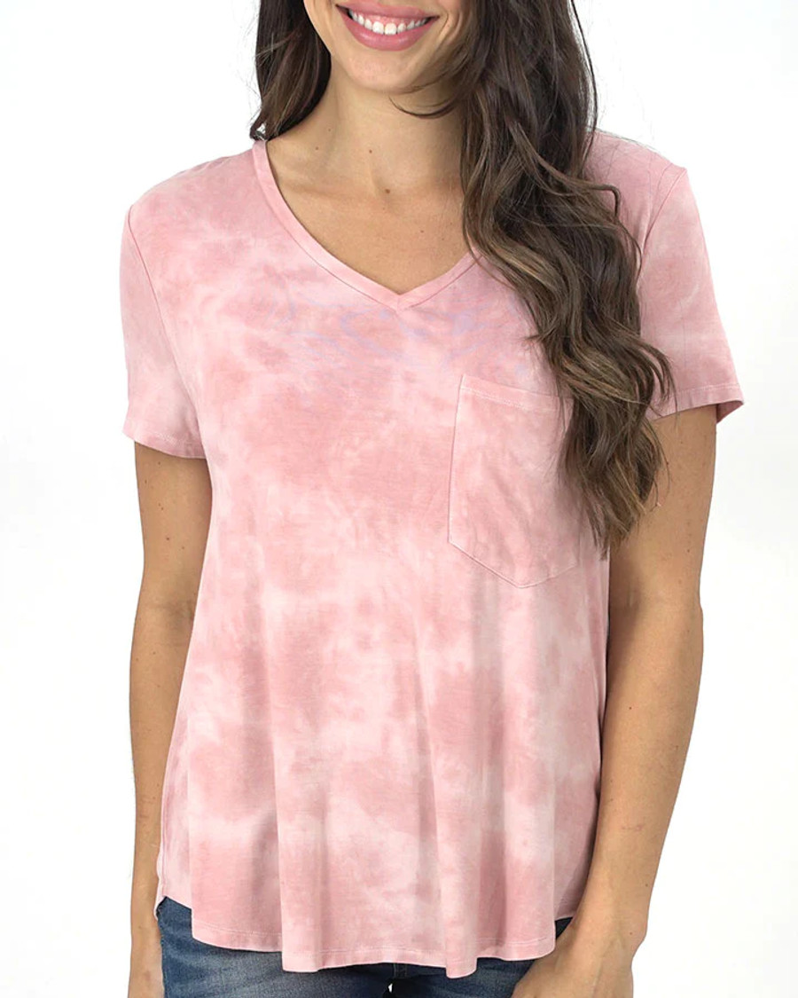 Grace and Lace- Perfect Pocket Tee in Washed Blush