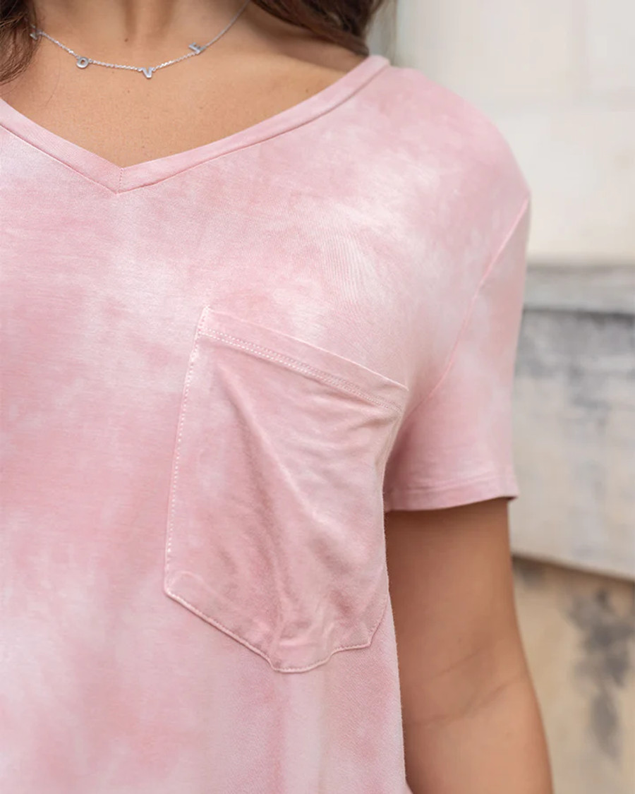 Grace and Lace- Perfect Pocket Tee in Washed Blush