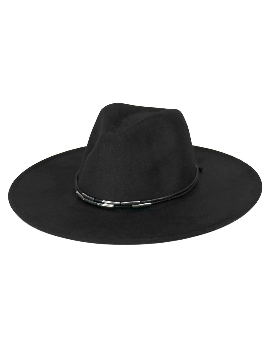 Grace and Lace- Wide Brim Felt Hat in Black