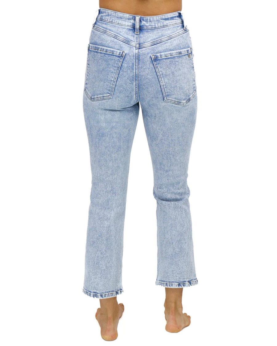 Grace and Lace- Premium Denim High Waisted Mom Jeans - Distressed Light Mid-Wash