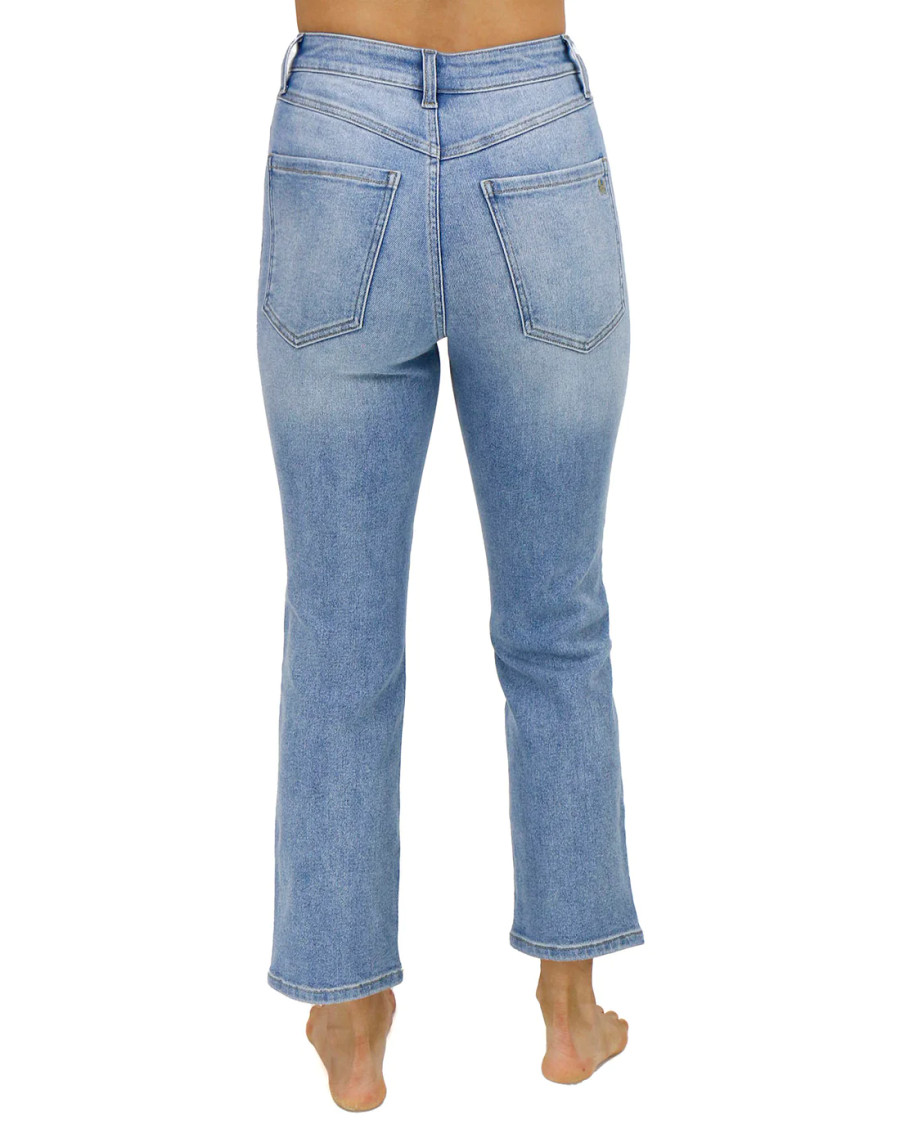 Grace and Lace- Premium Denim High Waisted Mom Jeans - Non Distressed Mid-Wash