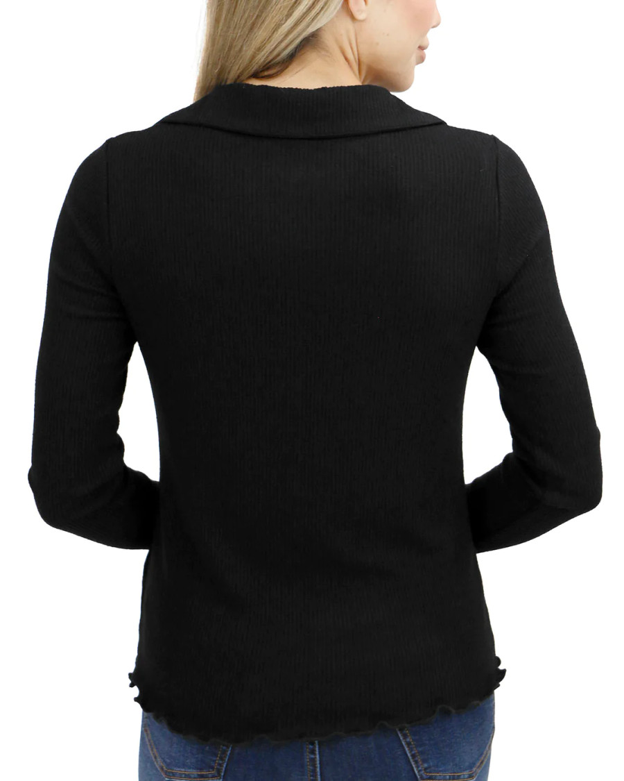 Grace and Lace- Macy Day Ribbed Top in Black