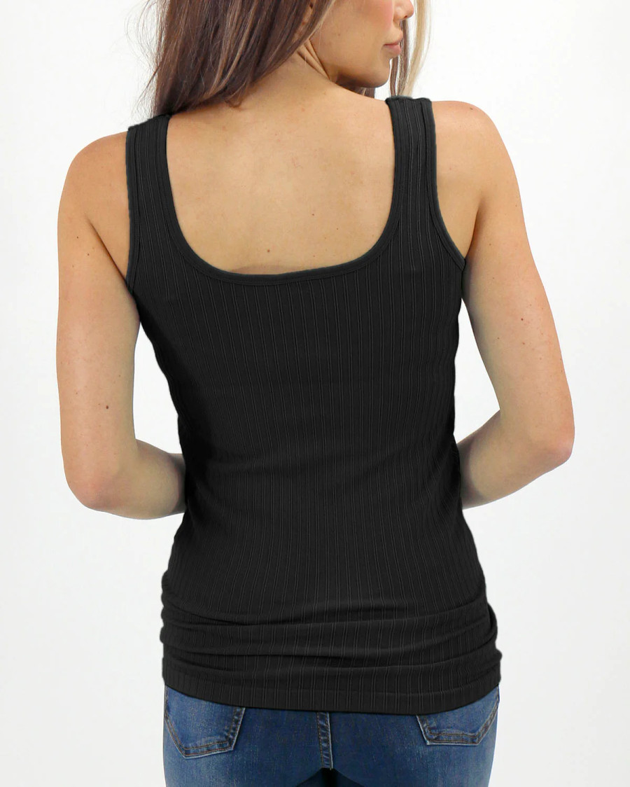 Grace and Lace- Perfect Fit Seamless Ribbed Tank in Black 