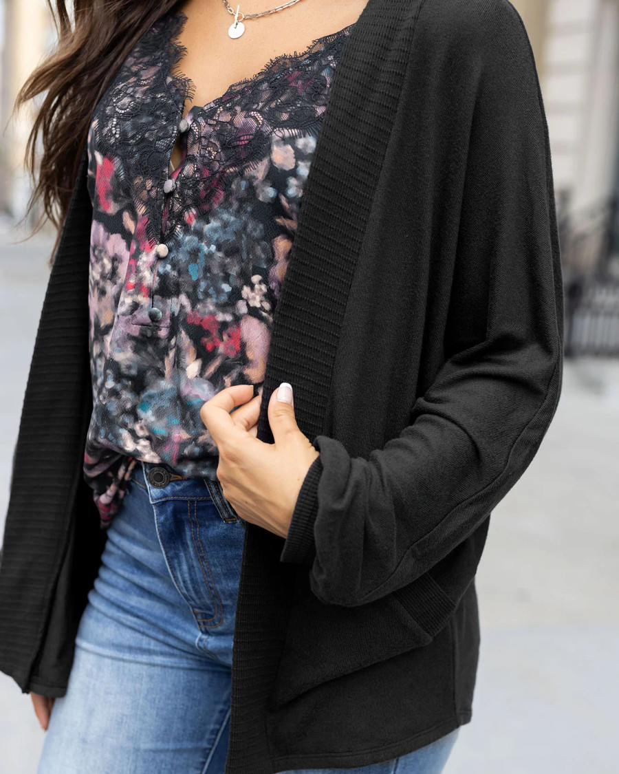 Grace and Lace- Buttery Soft Black Cocoon Cardi