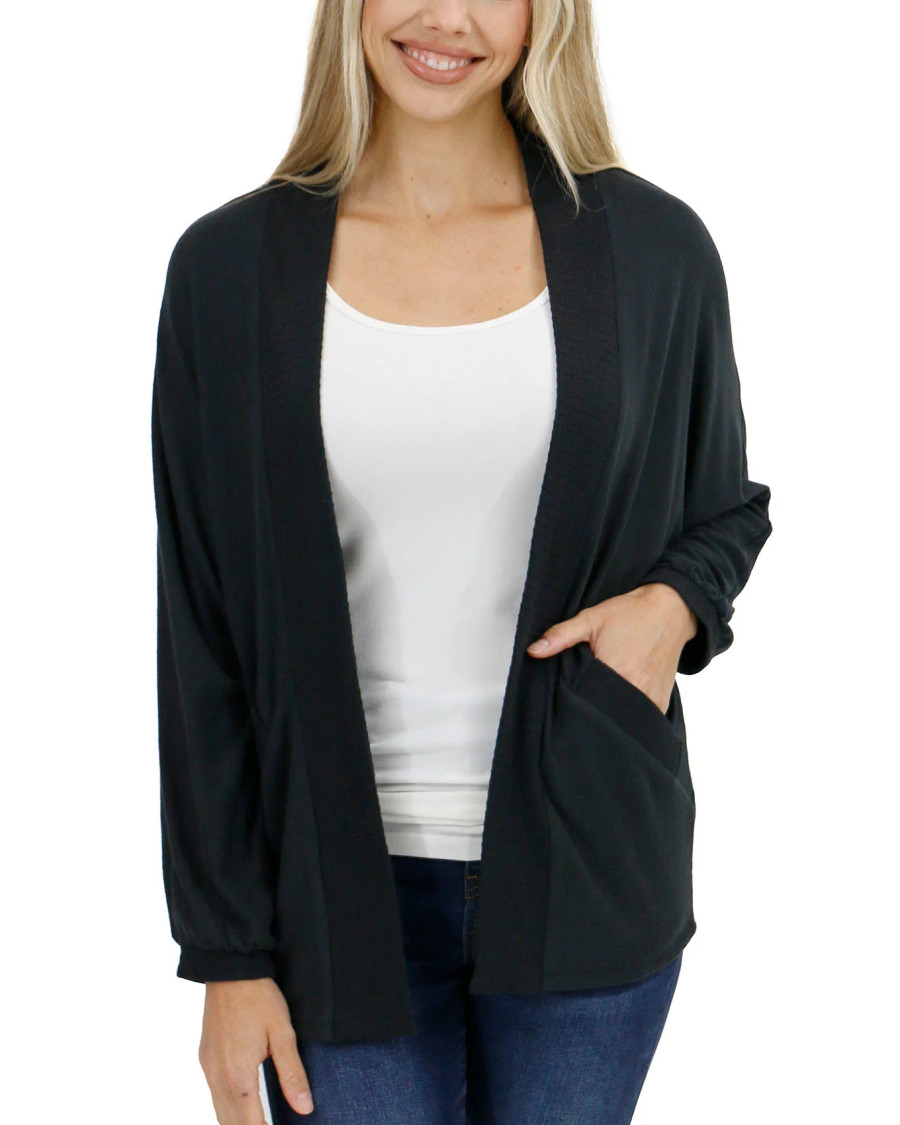Grace and Lace- Buttery Soft Black Cocoon Cardi