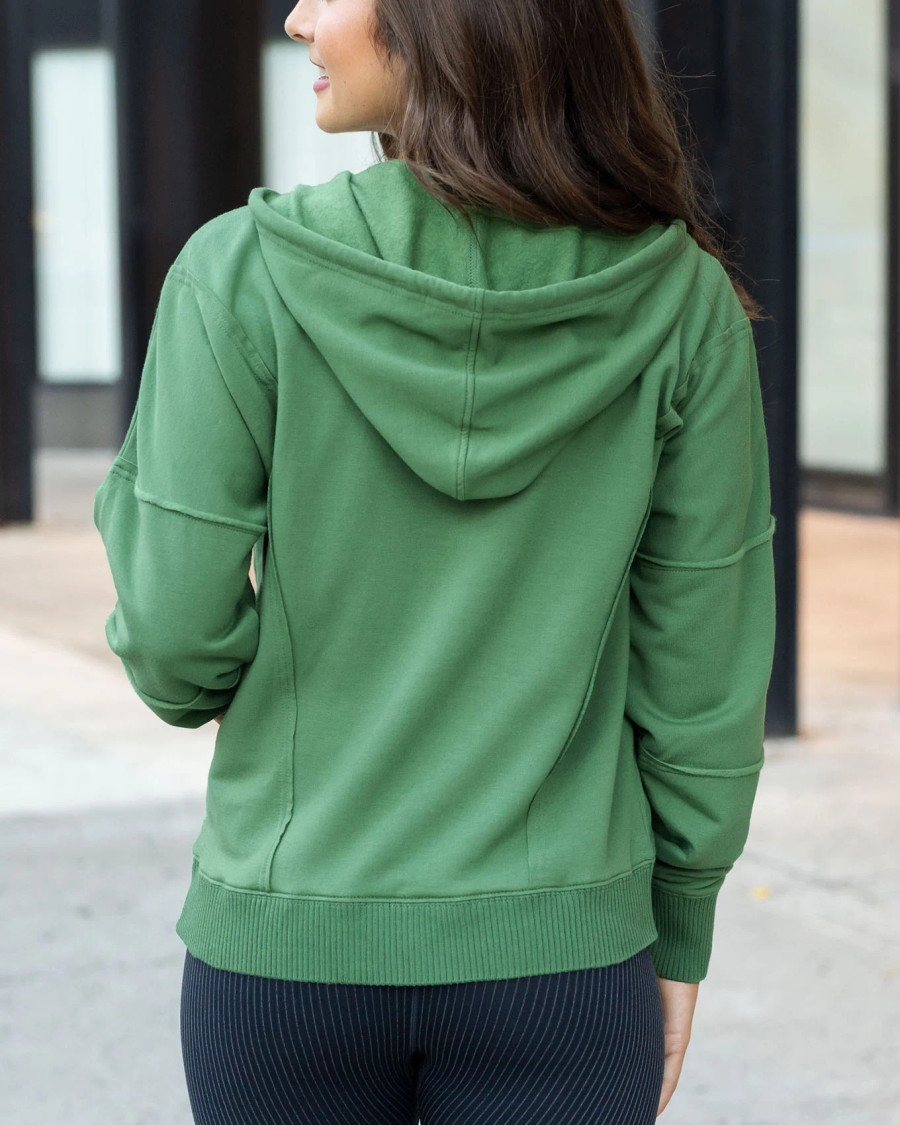 Grace and Lace- Signature Soft Hedge Green Zip Up Hoodie