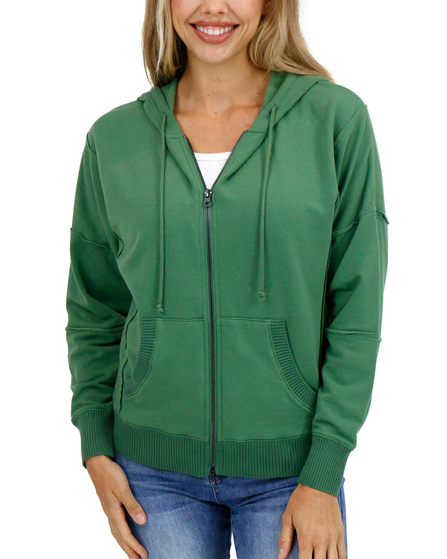 Grace and Lace- Signature Soft Hedge Green Zip Up Hoodie