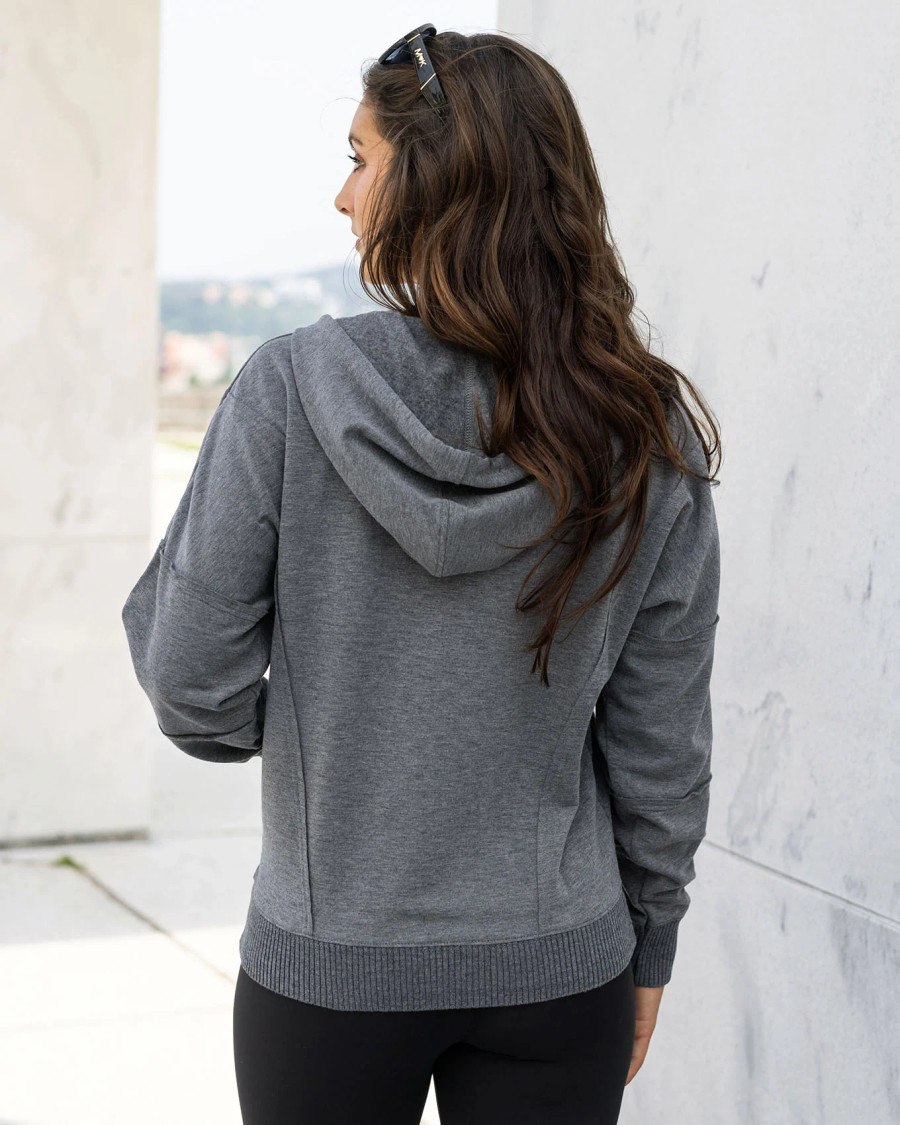 Grace and Lace- Signature Soft Heathered Charcoal Zip Up Hoodie
