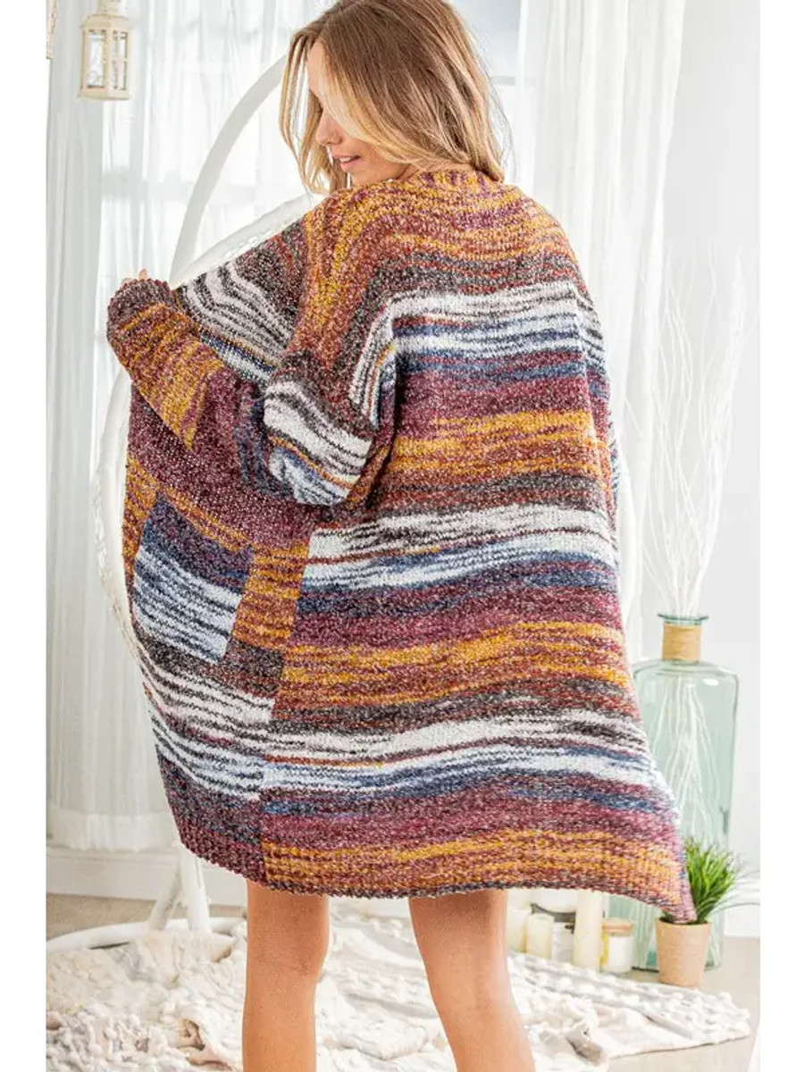 Multicoloured Striped Cardigan - Plus Size