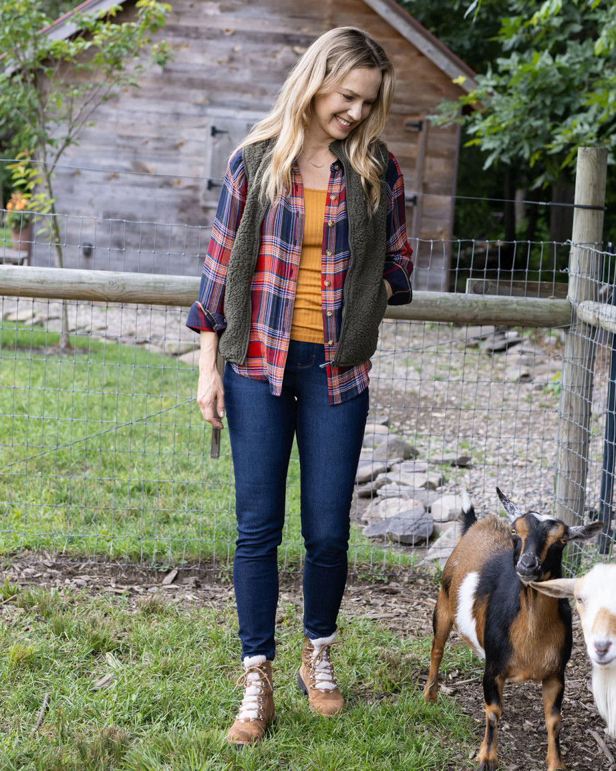 Grace and Lace- Reversible Plaid Shirt - Red/Navy Plaid