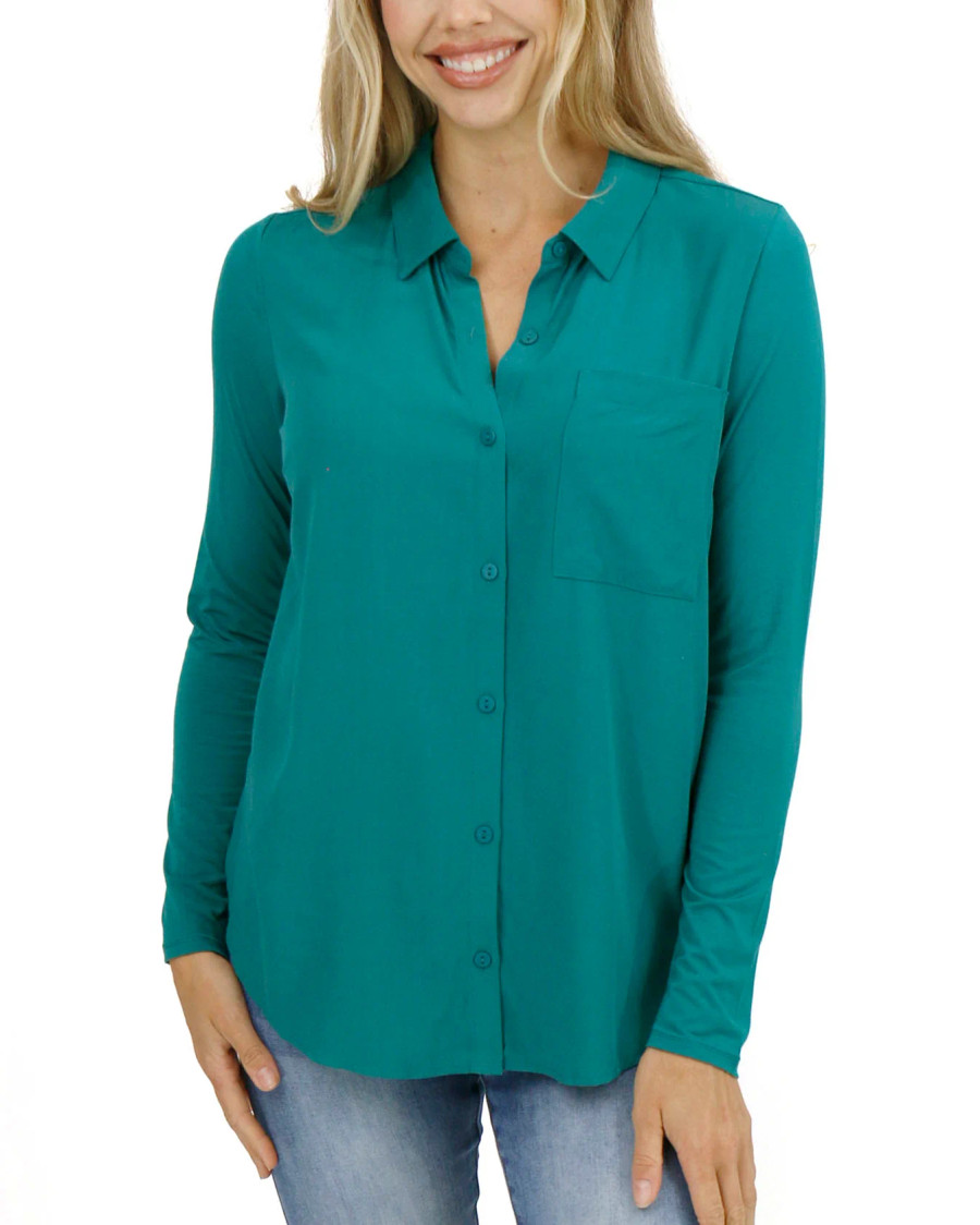 Stretch-Fit Everglade Button Up Top