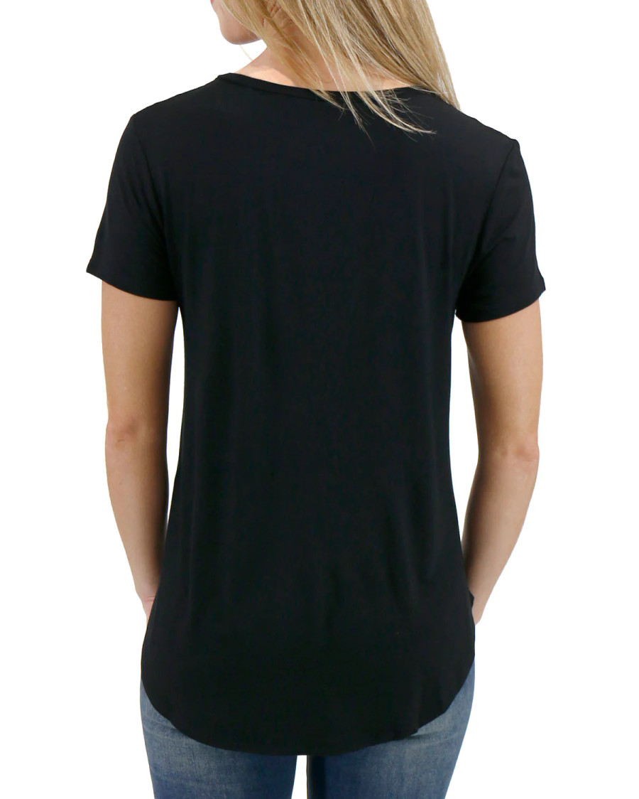 Grace and Lace- Perfect V-Neck Tee in Black