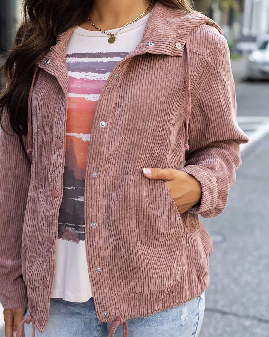 Grace and Lace- Sandhills Corduroy Jacket In Woodrose