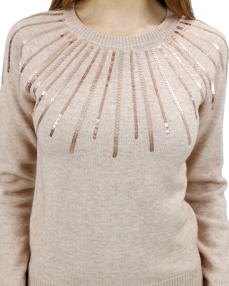 Grace and Lace Shimmer Sweater - Heathered Oatmeal