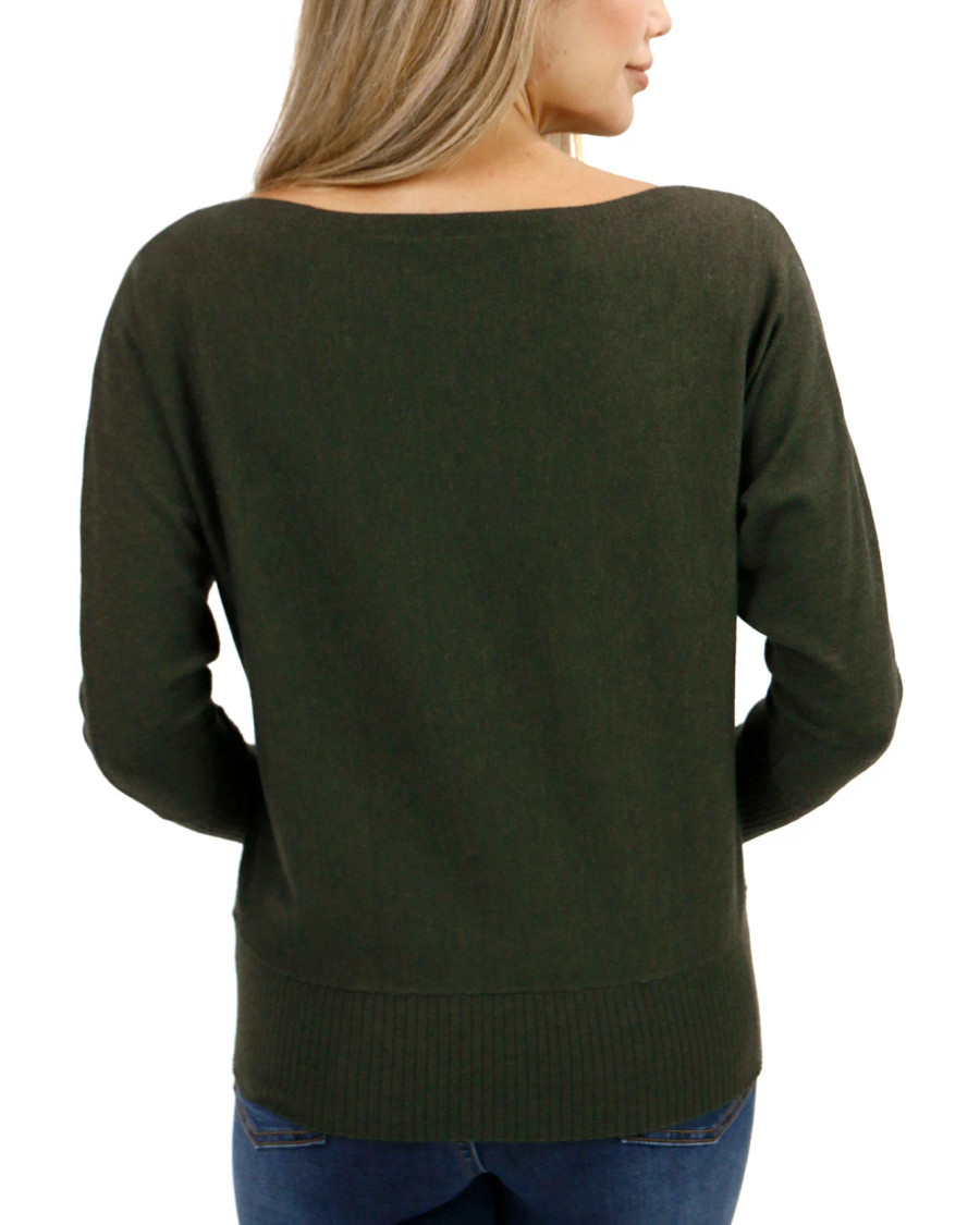 Grace and Lace Classic & Cozy Sweater Top - Winter Moss