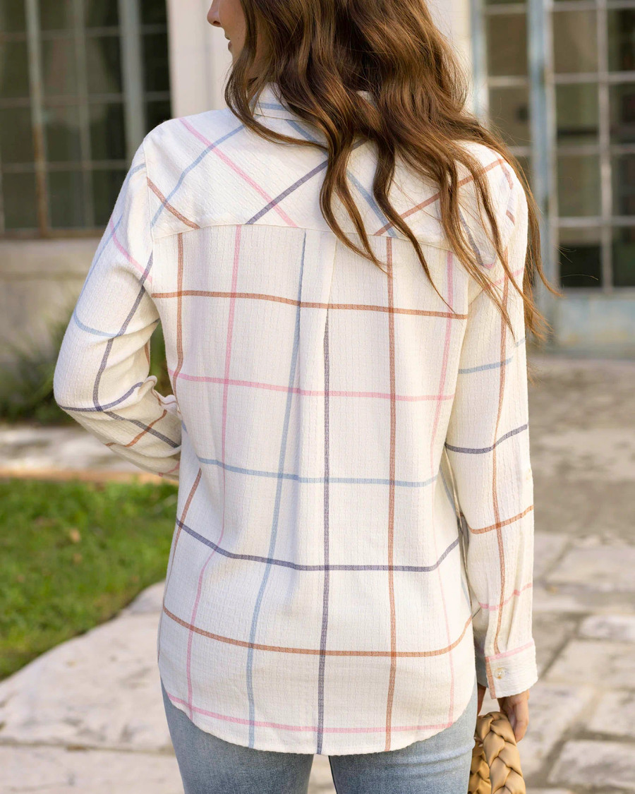 Grace and Lace - Favorite Button Up Top - Multi Windowpane