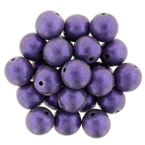 Starman Round Beads 8mm : Metallic Suede - Purple (25pcs)