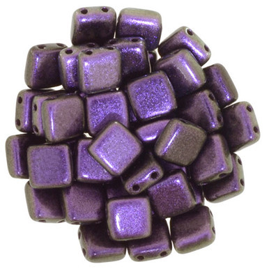 CzechMates Tile 6mm Bead, Polychrome - Black Currant - 50pcs