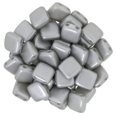 CzechMates Tile 6mm Bead (Pearl Coat), Silver - 50pcs