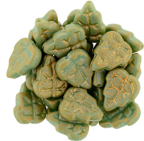 Starman Leaves 10 x 8mm Vertical Hole : Turquoise Antique Shimmer (25pcs)