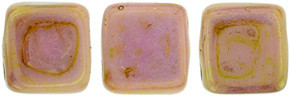 CzechMates Tile 6mm Bead, Luster Opaque Rose/Gold Topaz - 50pcs