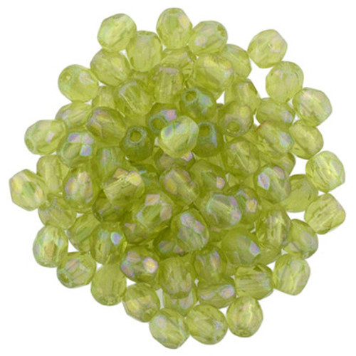 Starman Fire-Polish 3mm : Luster Iris - Olivine (50pcs)