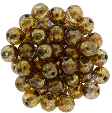Starman Round Beads 6mm : Luster - Transparent Gold/Smokey Topaz (50pcs)