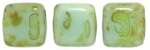 CzechMates Tile 6mm Bead, Opaque Pale Turquoise - Picasso - 50pcs