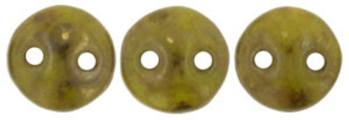 CzechMates Lentil 6mm Bead, Chartreuse - Bronze Picasso - 50pcs