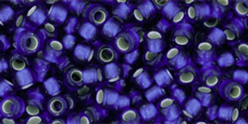TOHO Round 8/0 Seed Bead Silver-Lined Frosted Dark Sapphire, 2.5-Inch Tube