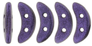 CzechMates Crescent 10 x 3mm Bead, Metallic Suede Purple, 2.5-Inch Tube
