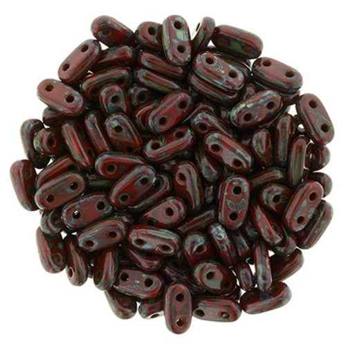 CzechMates Bar 6 x 2mm Bead, Opaque Red - Picasso, 2.5-Inch Tube