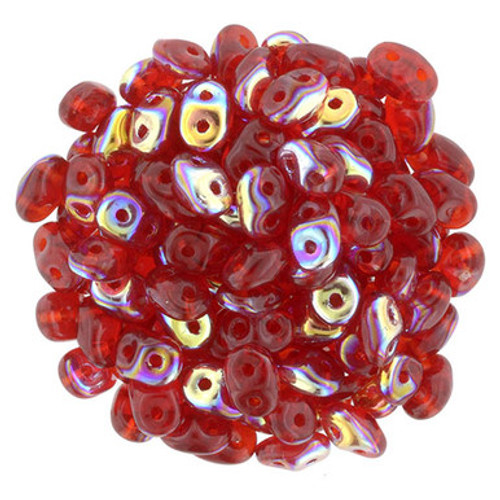 Matubo SuperDuo 5 x 2mm Bead, Siam Ruby AB, 2.5-Inch Tube