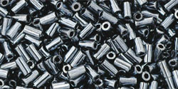 TOHO Bugle #1 3mm Tubular Seed Bead Metallic Hematite, 2.5-Inch Tube