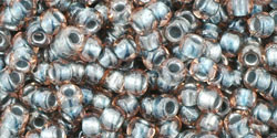 TOHO Round 8/0 Seed Bead Inside-Color Crystal/Metallic Blue-Lined, 2.5-Inch Tube