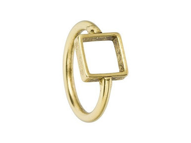 Nunn Design Antique Gold-Plated Brass Itsy Square Open Frame Ring Size 6