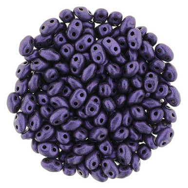 Matubo MiniDuo 4 x 2mm Bead, Metallic Suede - Purple, 2.5-Inch Tube