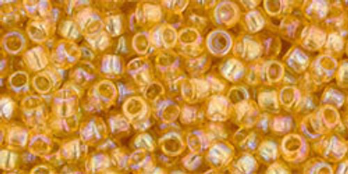 TOHO Takumi 11/0 Seed Bead Transparent-Rainbow Lt Topaz, 2.5-Inch Tube
