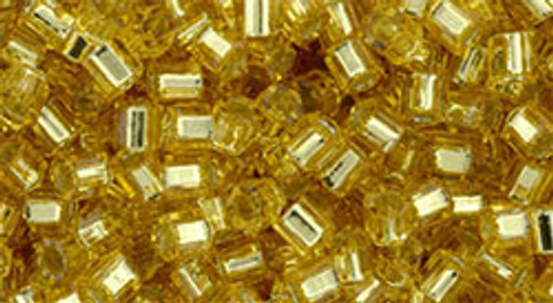 TOHO Hex 8/0 Hex Seed Bead Silver-Lined Lt Topaz, 2.5-Inch Tube