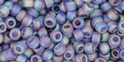 TOHO Round 8/0 Seed Bead Transparent Rainbow Frosted Light Tanzanite, 2.5-Inch Tube