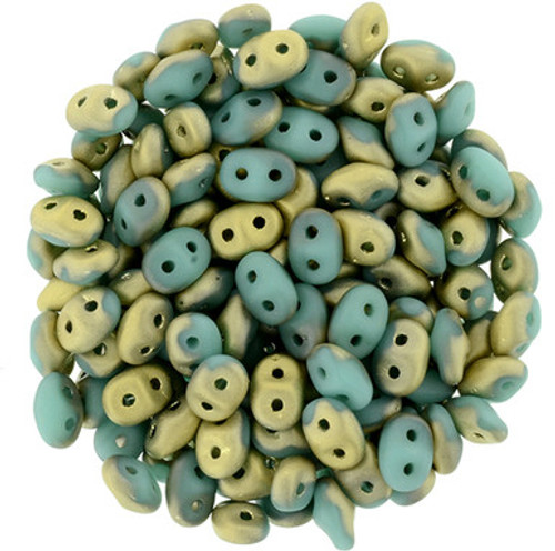 Matubo SuperDuo 5 x 2mm Bead, Fool's Gold - Turquoise, 2.5-Inch Tube
