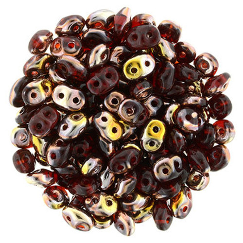 Matubo SuperDuo 5 x 2mm Bead, Apollo - Ruby, 2.5-Inch Tube