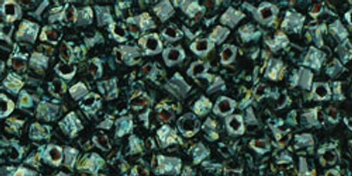 TOHO Cube 1.5mm Seed Bead HYBRID Jet Picasso, 2.5-Inch Tube