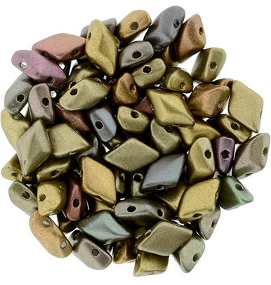 Matubo GEMDUO 8 x 5mm Bead, Matte - Metallic Gold Copper Iris, 2.5-Inch Tube