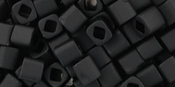 TOHO Cube 4mm Seed Bead Opaque-Frosted Jet, 2.5-Inch Tube