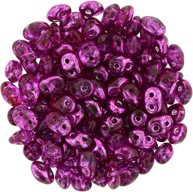 Matubo SuperDuo 5 x 2mm Bead, Mirror - Hot Pink, 2.5-Inch Tube