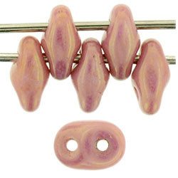 Matubo SuperDuo 5 x 2mm Bead, Luster Opaque Pink, 2.5-Inch Tube