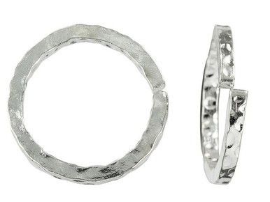 Nunn Design Silver-Plated Brass 12mm Square Hammered Edge Circle Jump Ring